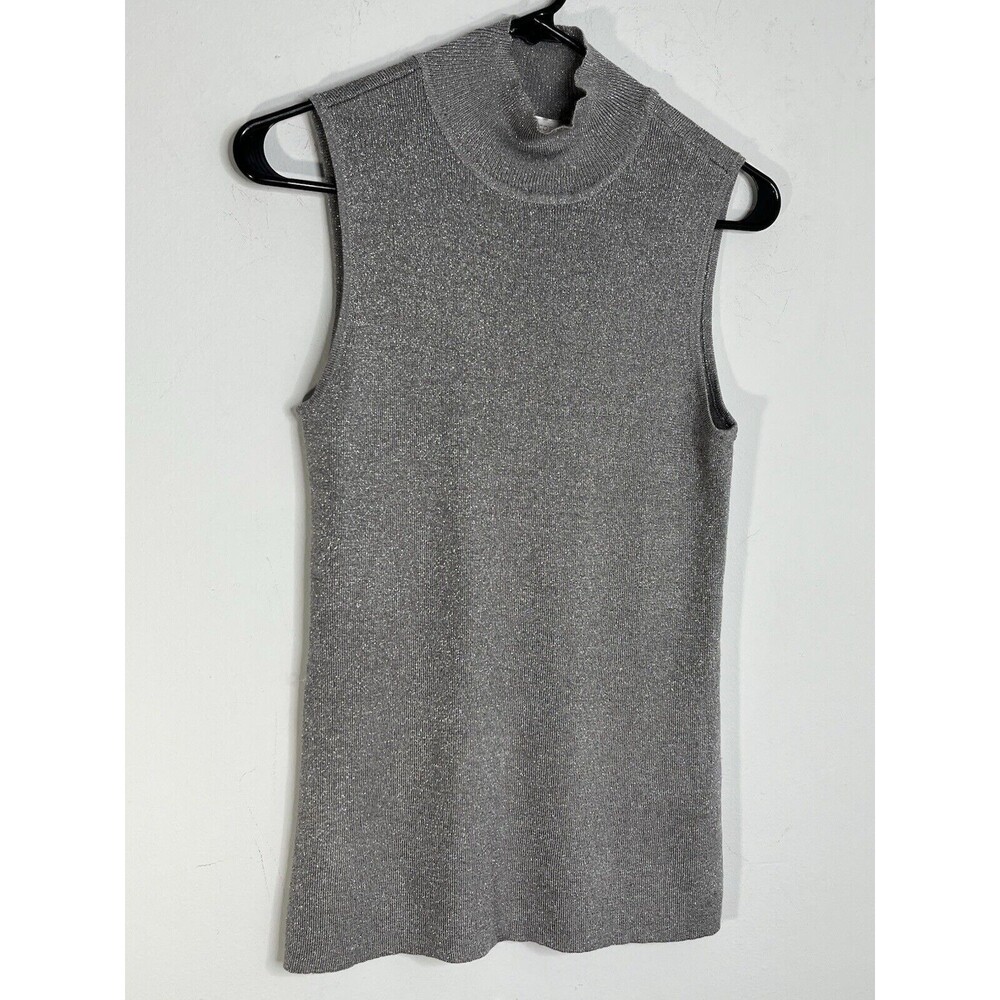 Chicos Disco Silver Womens 1 Silver Knit Top M 6 8